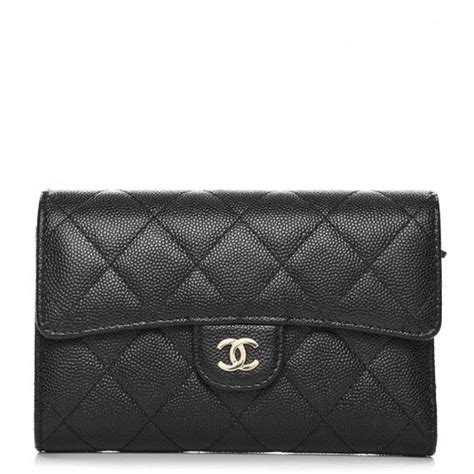 Chanel Flap Wallet Quilted Diamond Small Caviar Black 